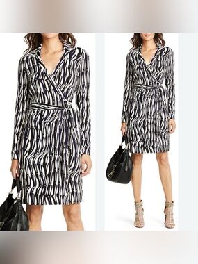 Diane Von Furstenberg New Jeanie Two Wrap Dress Silk Size 14